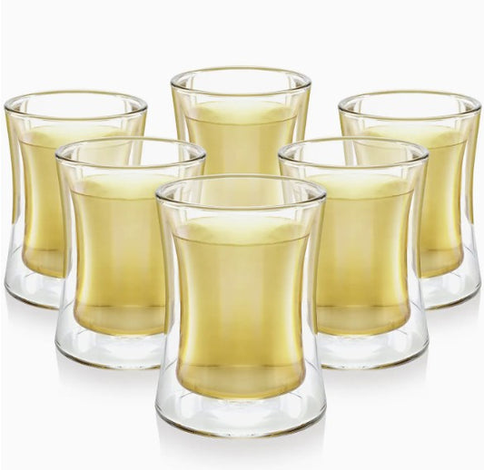 Teabloom Modern Insulated Glass Cups (Set of 6)